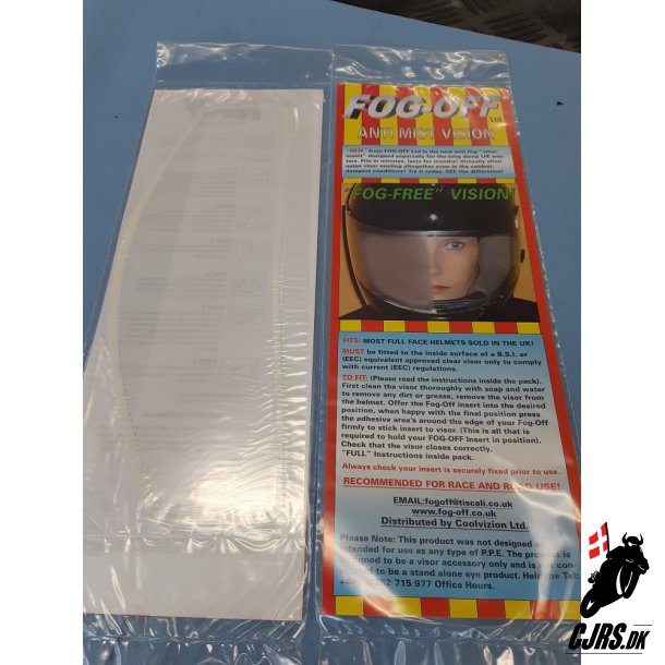 FOG-OFF visirhjlp hvis du ikke har pin-lock muligheden