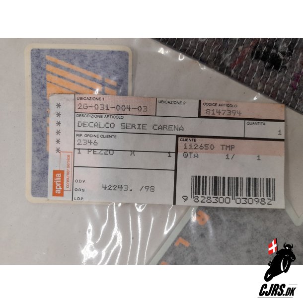 Aprilia RS 125 decal 8147394 hjre side 